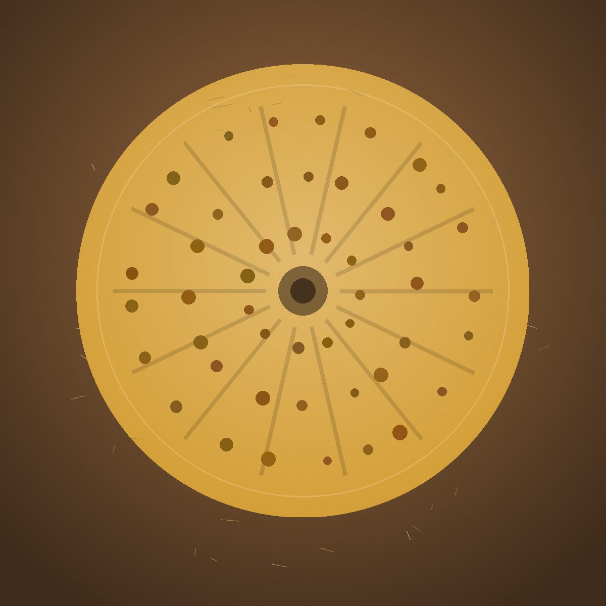 Close-up of a hand-pressed cow dung cake showing finger ridges